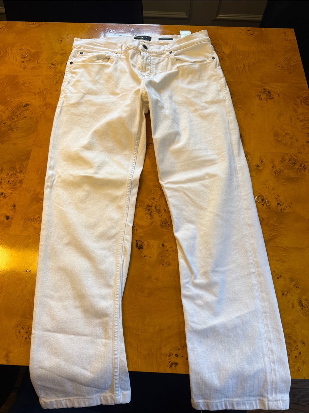 7 For All Mankind Men's White Straight Jeans